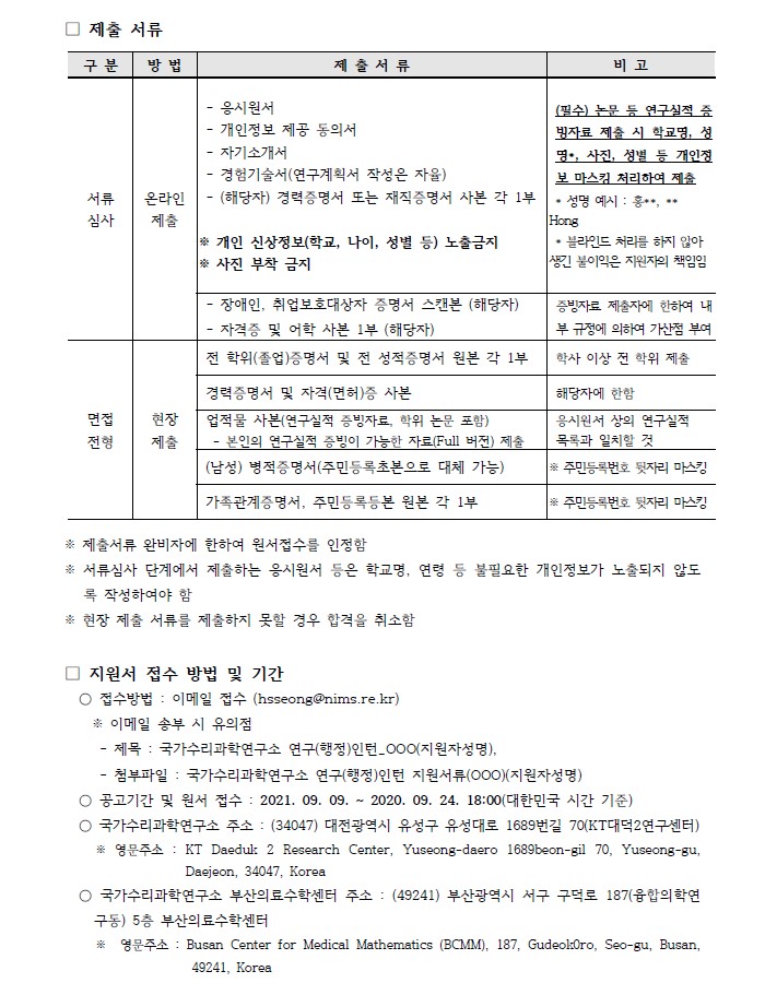 체험형 청년인턴 채용공고 제출서류, 지원서 접수 방법 및 기간