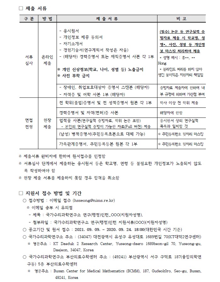 체험형 청년인턴 채용공고 제출서류, 지원서 접수 방법 및 기간