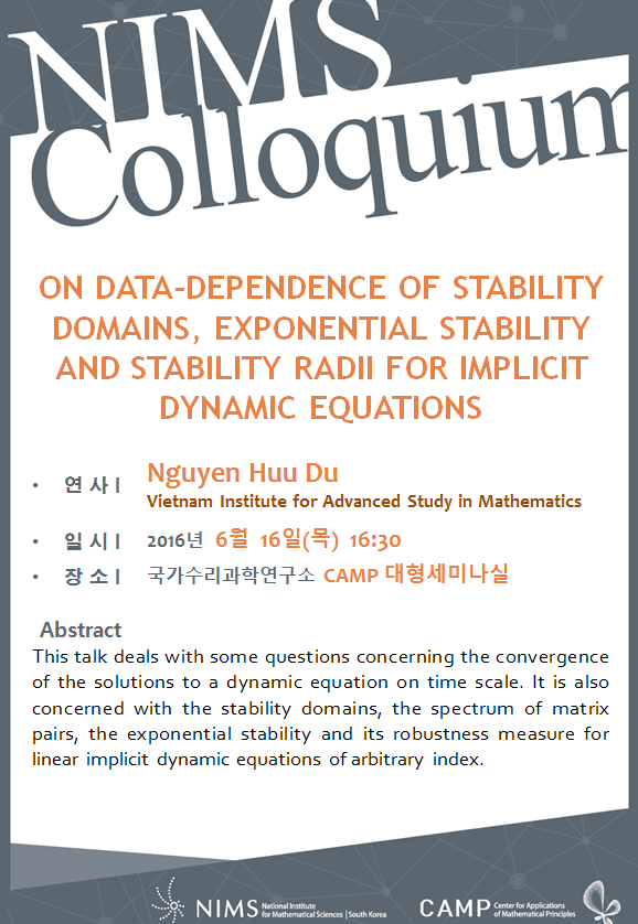 ON DATA-DEPENDENCE OF STABILITY DOMAINS, EXPONENTIAL STABILITY AND STABILITY RADII FOR IMPLICIT DYNAMIC EQUATIONS. 자세한 내용은 본문 참조